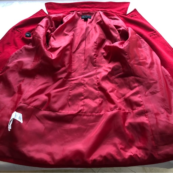 MNG Red Wool Blend Trench Winter Coat Jacket Casual Sportswear Women’s Size M - Picture 5 of 16